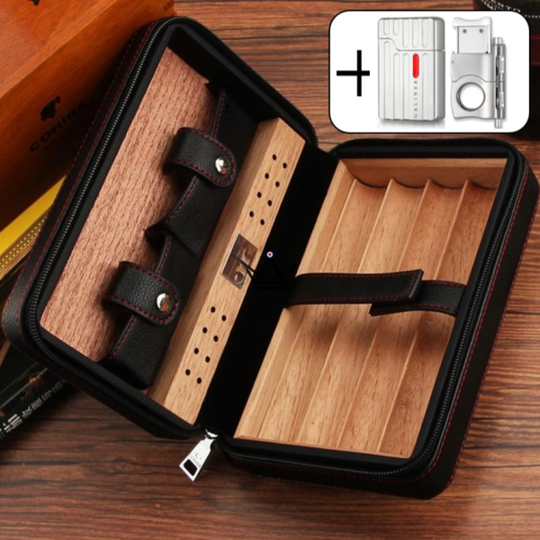 Cave à cigare de voyage en cuir - COHIBA STYLE - - Cave à cigare TOP - Cadeau, Noël, Anniversaire, Original - Atelier Atypique