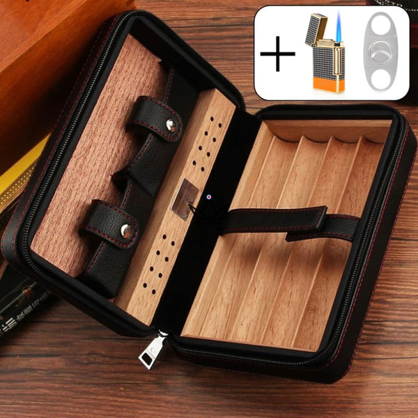 Leather & Cedar Travel Humidor — 5 Cigars | Prime Style