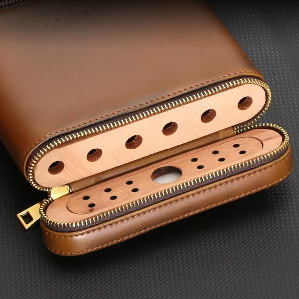 Etui de voyage cuir COHIBA ZIPY - 6 cigares - Atelier Atypique