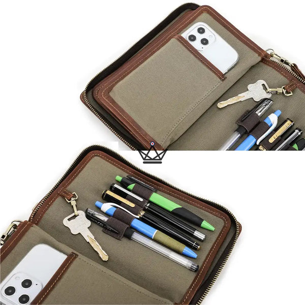 Organiseur de luxe en cuir - Voyageur Clutch (personnalisable) - - porte-carte personnalisable - Cadeau, Noël, Anniversaire, Original, Fête des pères, fête des mères - Atelier Atypique