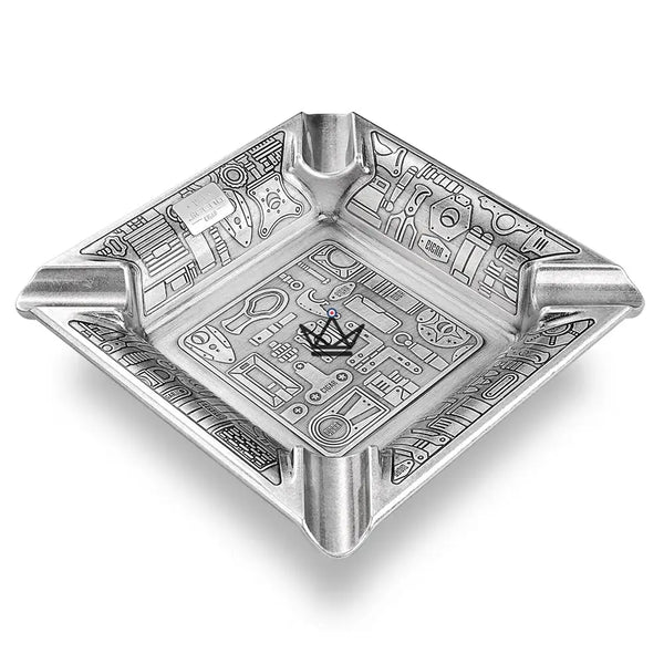 Square 4-slot cigar ashtray, embossed decorative engraving — CURIOSA – 6/7