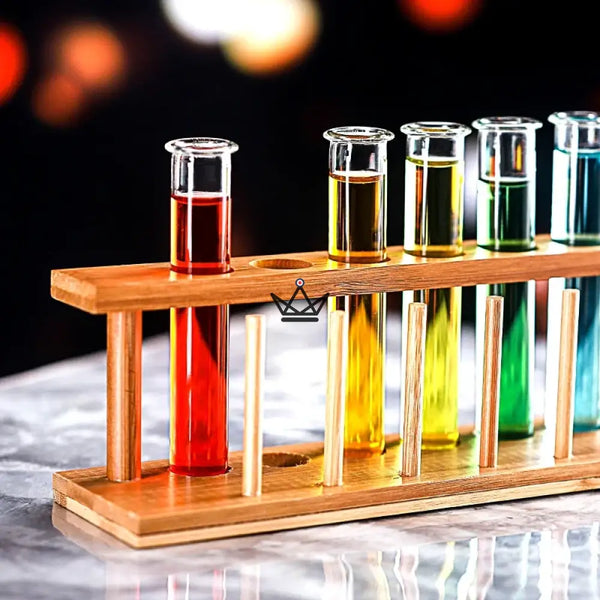 Wooden test tube rack and borosilicate glass test tubes — RETORT – 5/9