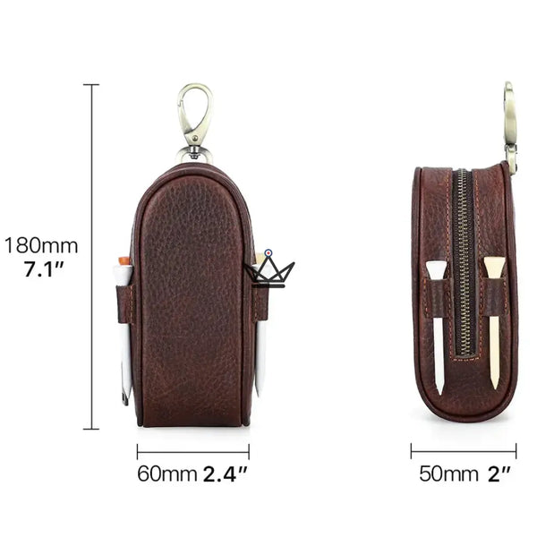 Customizable Leather Golf Ball Case – Voyageur Links | 3 Balls, 4 Tees – 8/10