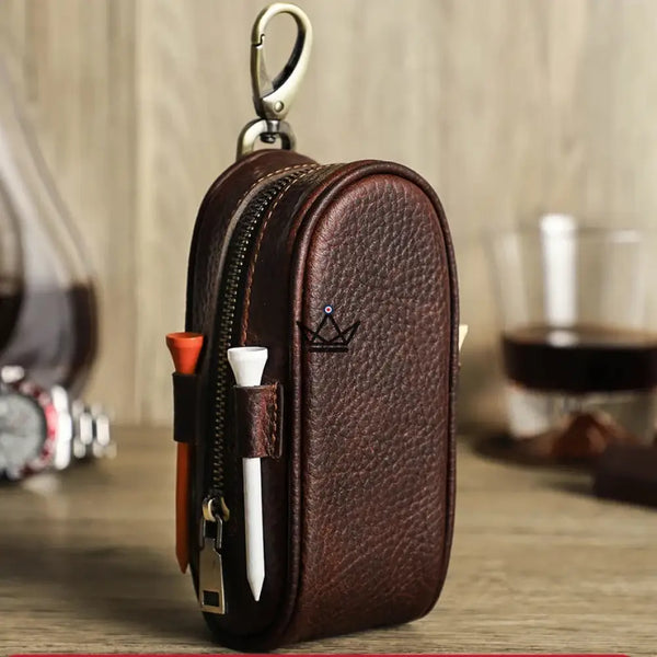 Customizable Leather Golf Ball Case – Voyageur Links | 3 Balls, 4 Tees – 4/10
