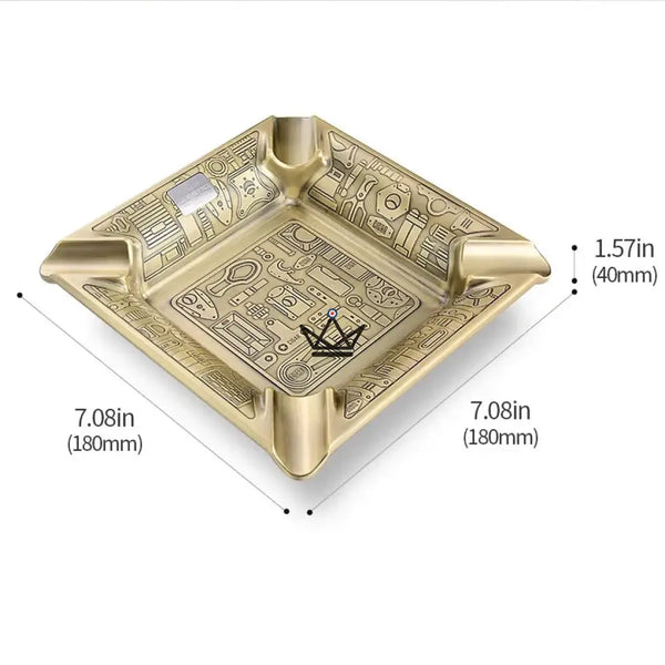 Square 4-slot cigar ashtray, embossed decorative engraving — CURIOSA – 5/7
