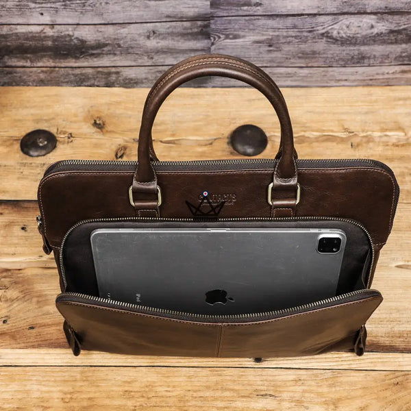 Sacoche de travail en cuir personnalisable - Galilée - - Sacoche personnalisable - Cadeau, Noël, Anniversaire, Original - Atelier Atypique