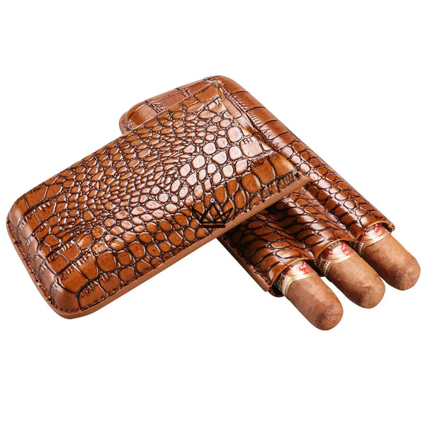 Etui 3 cigares en cuir avec coupe-cigare - Silver Cortez - - etui cigare - Cadeau, Noël, Anniversaire, Original - Atelier Atypique