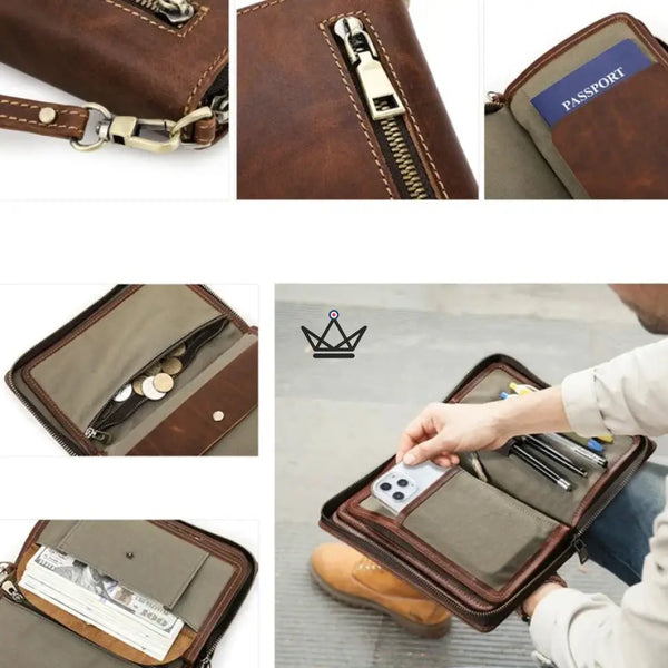 Organiseur de luxe en cuir - Voyageur Clutch (personnalisable) - - porte-carte personnalisable - Cadeau, Noël, Anniversaire, Original, Fête des pères, fête des mères - Atelier Atypique