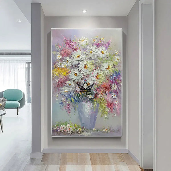 Peinture à l'huile sur toile XXL - Éclat Floral - - toile - Cadeau, Noël, Anniversaire, Original, Fête des pères, fête des mères - Atelier Atypique