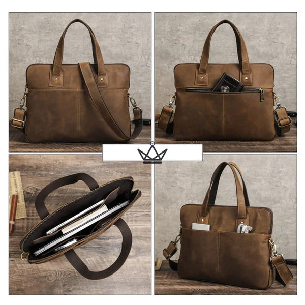 Sacoche de travail en cuir personnalisable - Manhattan - - Sacoche personnalisable - Cadeau, Noël, Anniversaire, Original - Atelier Atypique