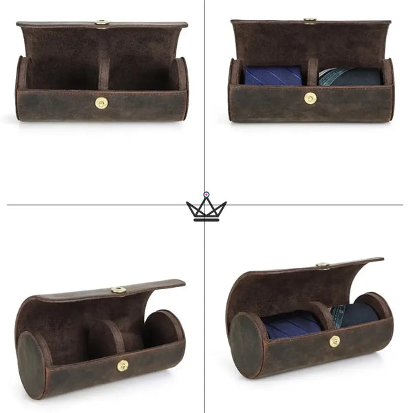 Personalizable leather tie case, 1 or 2 ties — ASCOT Traveler – 14/15