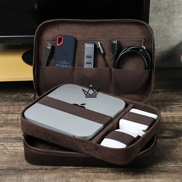 Housse sacoche en cuir pour Apple Mac Mini Personnalisable - Voyageur MacPod - - housse PC personnalisable - Cadeau, Noël, Anniversaire, Original - Atelier Atypique