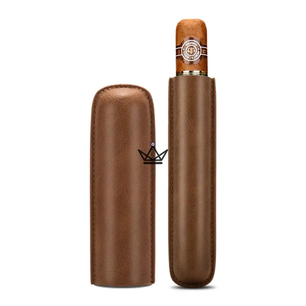 Telescopic cowhide leather single cigar case — SOLITAIRE – 23/30