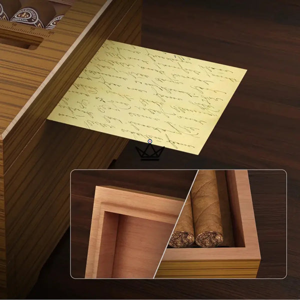 Horizon Edition Humidor — Spanish cedar, glass top, drawer, Onyx or Natural – 4/10