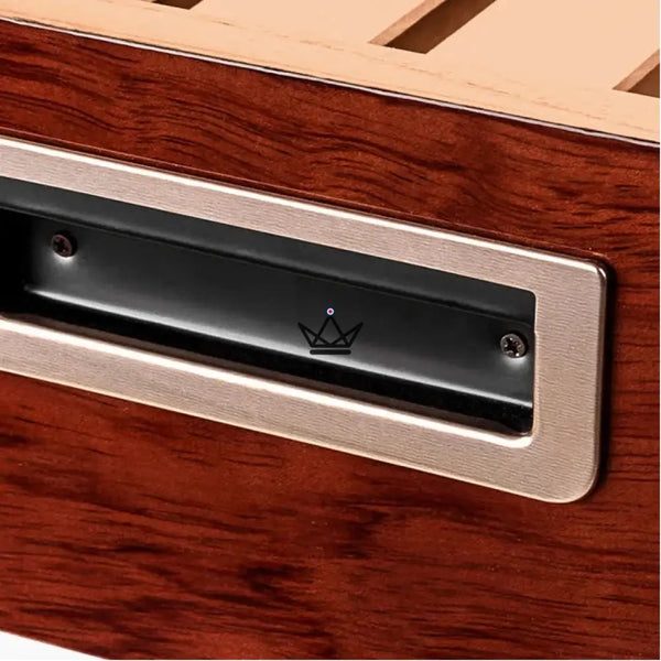 Aura Cedar Humidor — rosewood & abalone, 100 cigars, adjustable cedar dividers, gold lock – 7/8