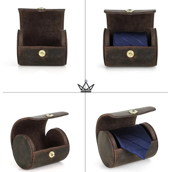 Personalizable leather tie case, 1 or 2 ties — ASCOT Traveler – 15/15
