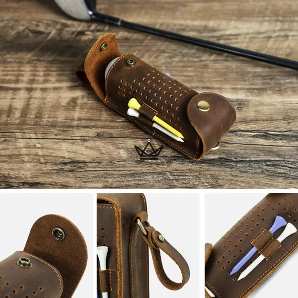 Customizable Leather Golf Ball Pouch –Voyageur Tee Golf | 3 Balls, 4 Tees – 5/9