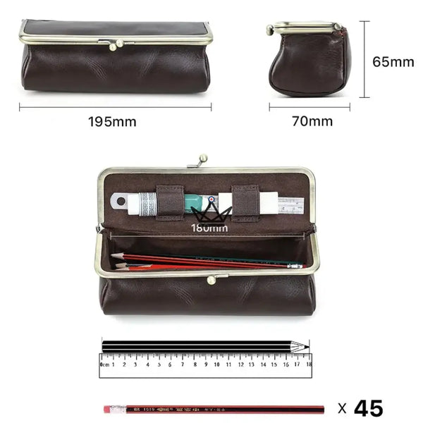 Personalized Leather Pouch with Vintage Clasp — Traveler SCRIPT – 4/8