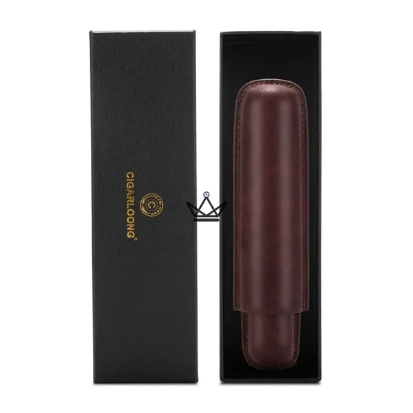 Telescopic cowhide leather single cigar case — SOLITAIRE – 21/30
