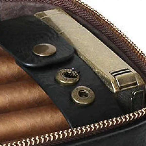 Magyars Wood Cigar Case — 5-cigar cedar tray, double-bladed cigar cutter, dragon head needle & Boveda 72% kit – 11/12