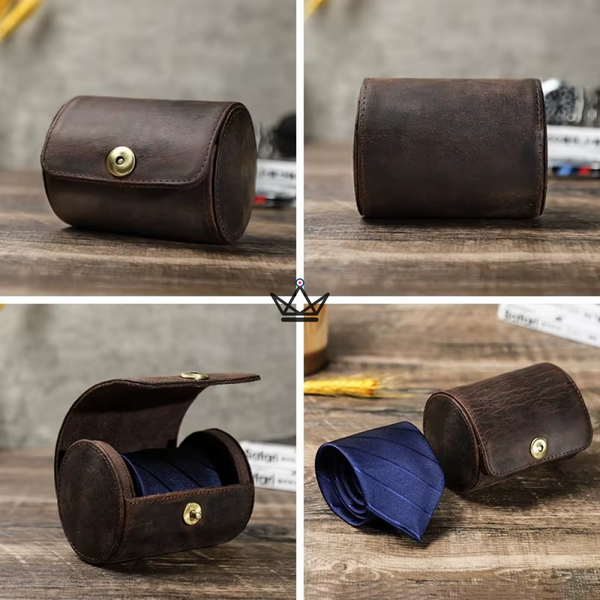 Personalizable leather tie case, 1 or 2 ties — ASCOT Traveler – 7/15