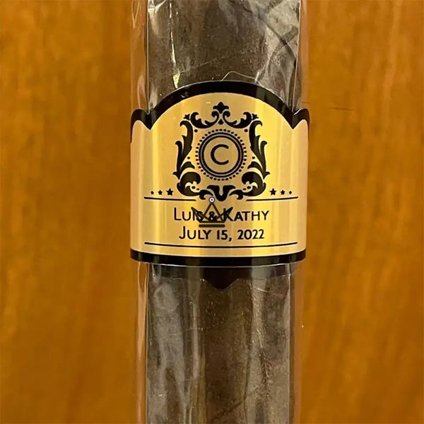 Customizable black and gold cigar bands, hot foil stamping — COAT OF ARMS – 3/5