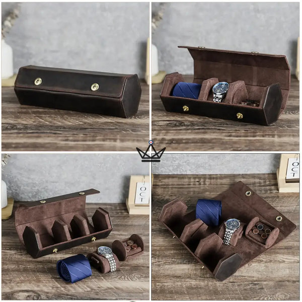 Personalizable leather travel case for watches and tie — GENTLEMAN Traveler – 3/6
