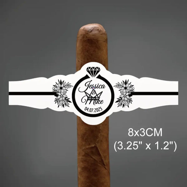 Customizable cigar bands for weddings, pack of 60 — WEDDING RING, Model 1