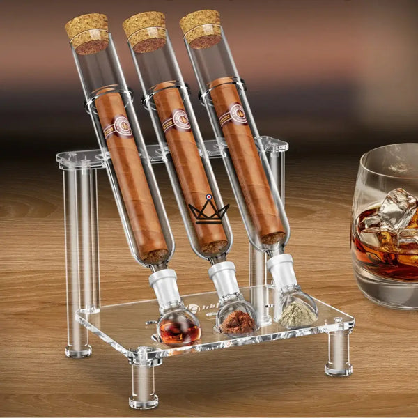 INFUSIO ALCHIMÍA 3-Tube Cigar Infuser — Borosilicate Glass, Interchangeable Vials