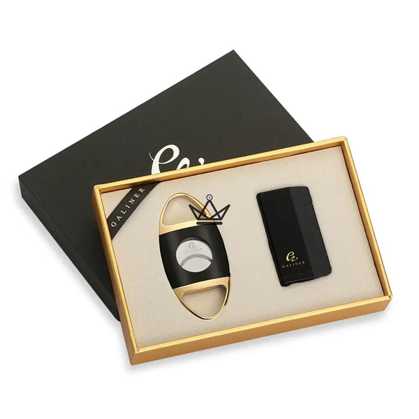GOLDYR Lighter & Cigar Cutter Set — Blue Flame Torch + 64mm Cigar Cutter | Yellow or Black – 15/17