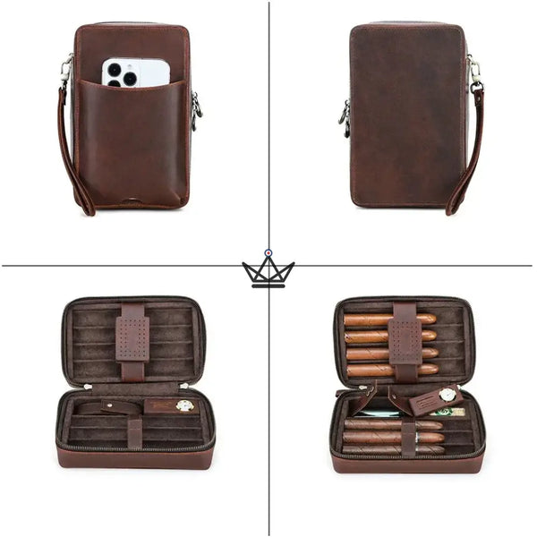 Étui à cigares en cuir personnalisable - Voyageur Sélection - - etui cigare personnalisable - Cadeau, Noël, Anniversaire, Original, Fête des pères, fête des mères - Atelier Atypique