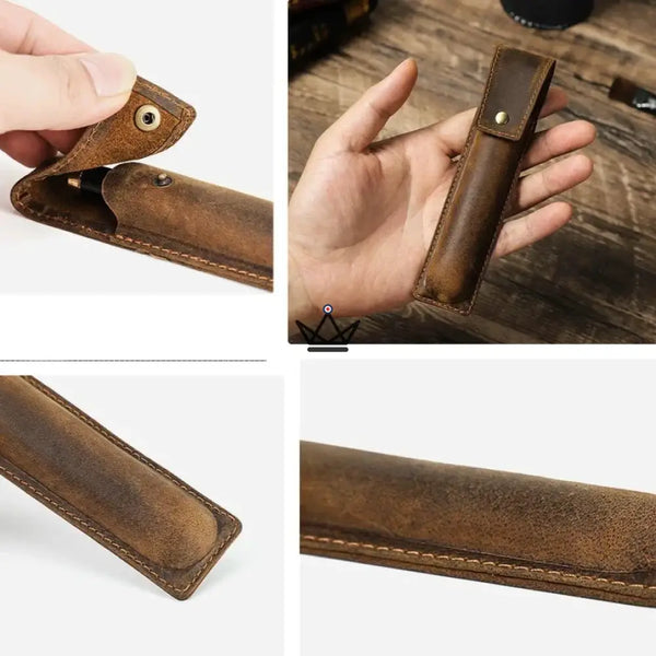 Etui en cuir de luxe pour stylo plume - Voyageur Valet (personnalisable) - - etui stylo personnalisable - Cadeau, Noël, Anniversaire, Original, Fête des pères, fête des mères - Atelier Atypique