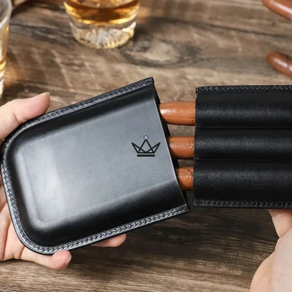 Etui 3 cigares en cuir personnalisable - Voyageur Élégance - - etui cigare personnalisable - Cadeau, Noël, Anniversaire, Original, Fête des pères, fête des mères - Atelier Atypique
