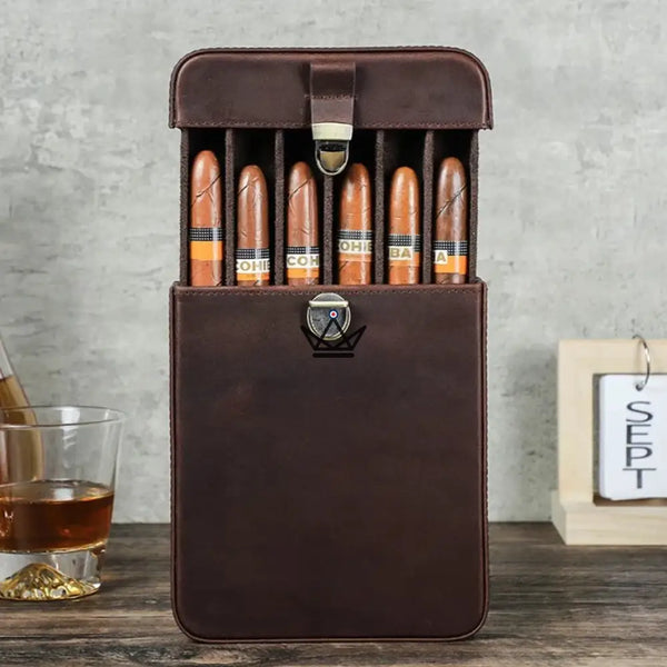 Étui à cigares en cuir personnalisable - Voyageur Slice - - etui cigare personnalisable - Cadeau, Noël, Anniversaire, Original - Atelier Atypique