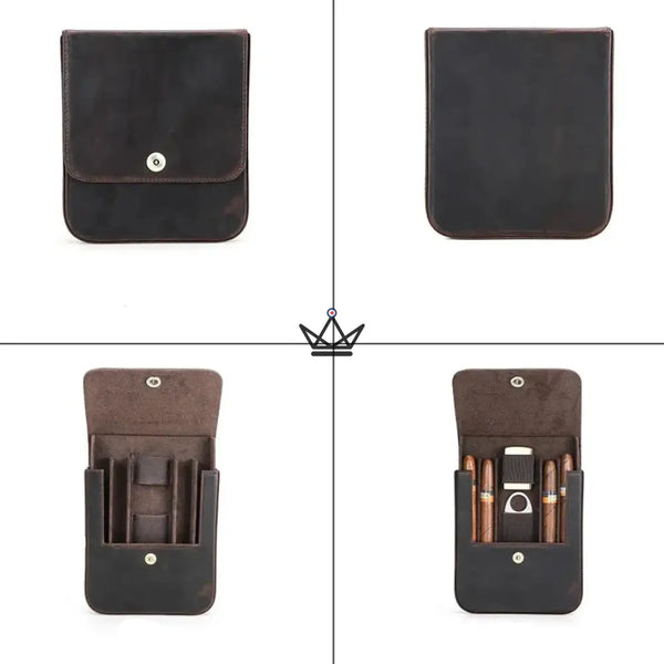 Étui à cigares en cuir personnalisable - Voyageur Quad - - etui cigare personnalisable - Cadeau, Noël, Anniversaire, Original, Fête des pères, fête des mères - Atelier Atypique