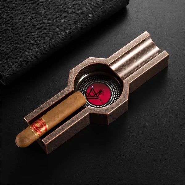 Solo King 2-Cigar Ashtray — 3 Vintage Finishes, Bronze