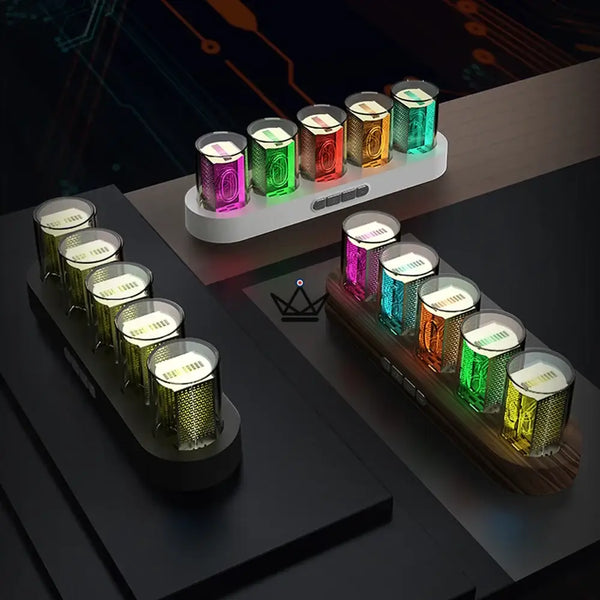 RGB Nixie-style clear tube clock, oval base - CHROMA