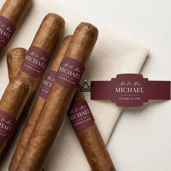 Customizable groomsmen cigar bands, 28 colors — GROOMSMAN – 6/9