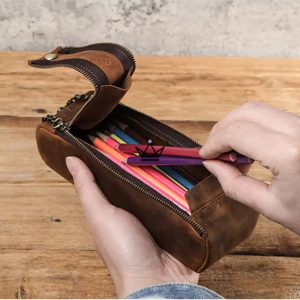 Customizable leather pencil and pen case — Voyageur SKETCH – 5/8