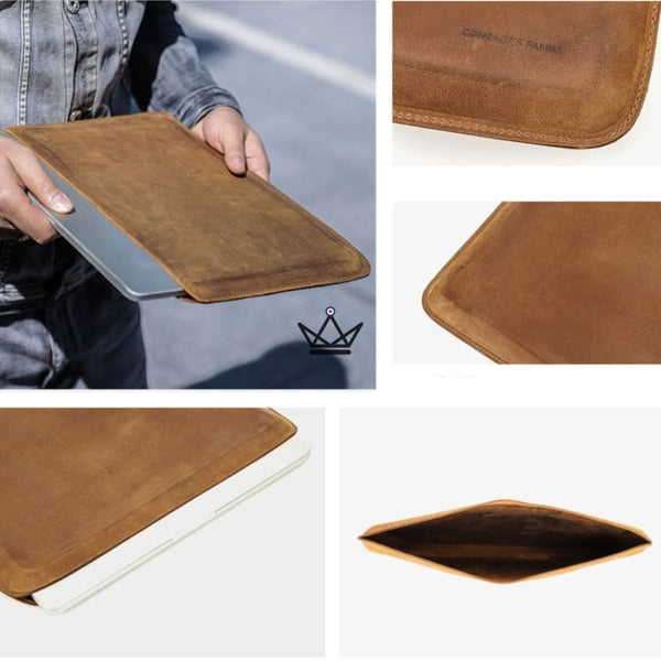 Étui en Cuir pour Ordinateur Portable personnalisable - Voyageur OS - - housse PC personnalisable - Cadeau, Noël, Anniversaire, Original - Atelier Atypique