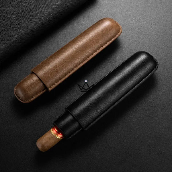 Telescopic cowhide leather single cigar case — SOLITAIRE – 2/30