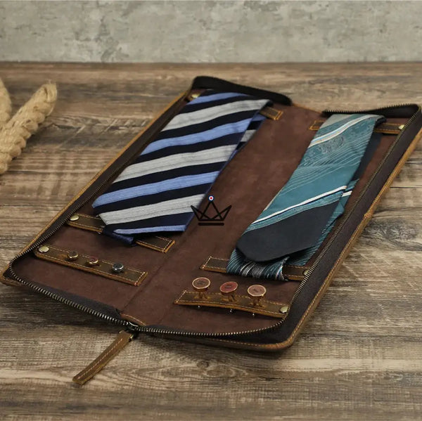 Customizable leather tie case - Voyageur Windsor – 3/11