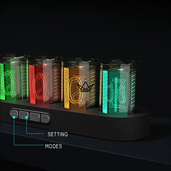 RGB Nixie-style clear tube clock, oval base - CHROMA