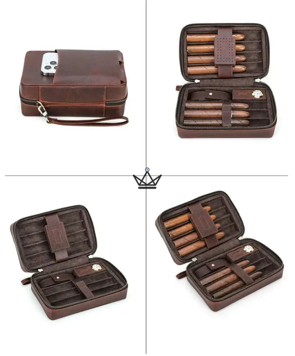 Étui à cigares en cuir personnalisable - Voyageur Sélection - - etui cigare personnalisable - Cadeau, Noël, Anniversaire, Original, Fête des pères, fête des mères - Atelier Atypique