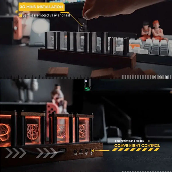 Solid wood RGB Nixie-style clock kit, 6 tubes — FILAMENT – 7/9