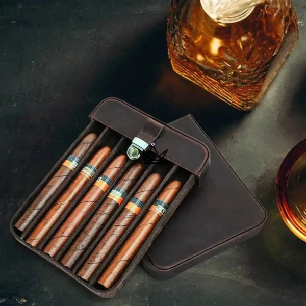 Étui à cigares en cuir personnalisable - Voyageur Slice - - etui cigare personnalisable - Cadeau, Noël, Anniversaire, Original - Atelier Atypique