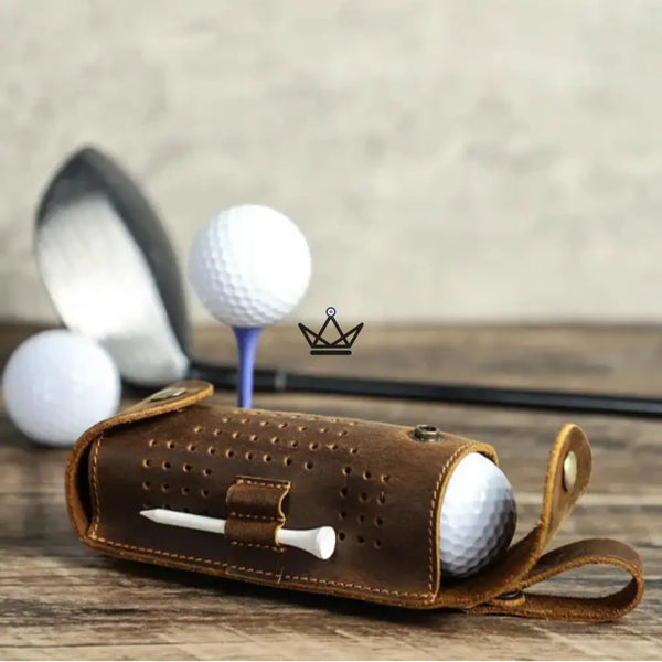 Customizable Leather Golf Ball Pouch –Voyageur Tee Golf | 3 Balls, 4 Tees – 3/9