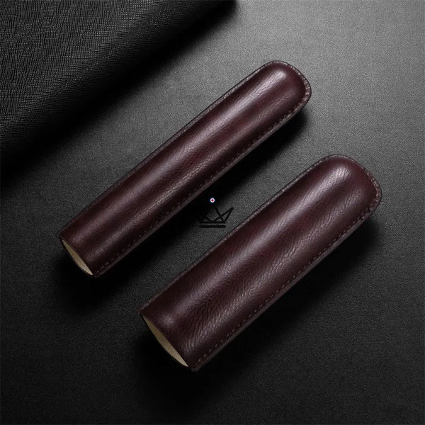 Telescopic cowhide leather single cigar case — SOLITAIRE – 14/30