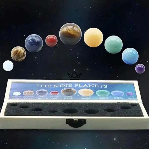 Natural stone solar system, 9 spheres in a wooden box — SIDÉRAL – 3/9