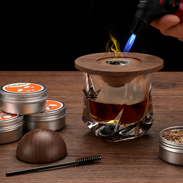 Cocktail smoker kit for smoky flavors — SMOKER, Saturn / Walnut (Dark wood)